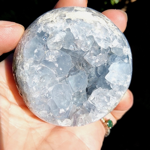 Calming, Baby Blue Celestite Geode Sphere- So sparkly!!! - Picture 5 of 17